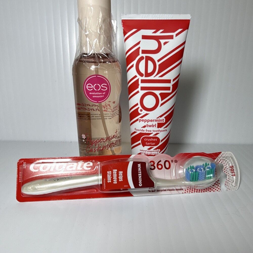 eos + hello + Colgate 360 Peppermint Set: Vegan Mist, Fluoride-Free Paste